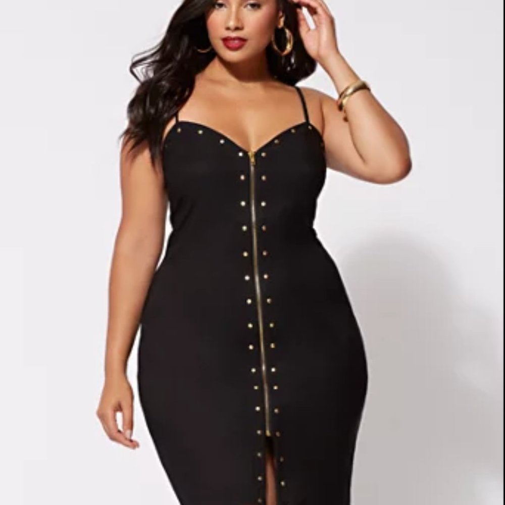 Fashion to Figure Black Dress with Gold Accents